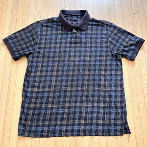 Ocean Pacific OP Polo Shirt Men's L Multicolor Plaid Geometric
